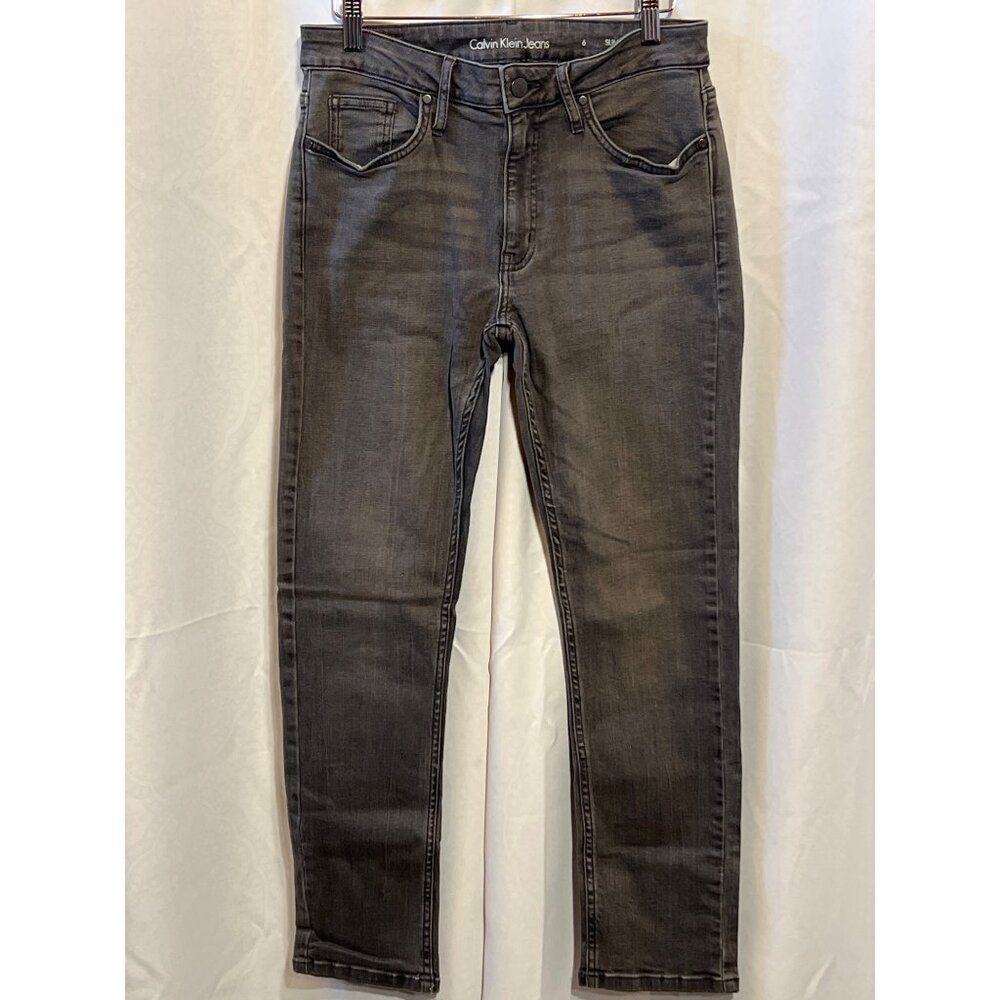 Calvin Klein Womens Gray Denim Skinny Jeans Size 6 Mid-Rise Stretch